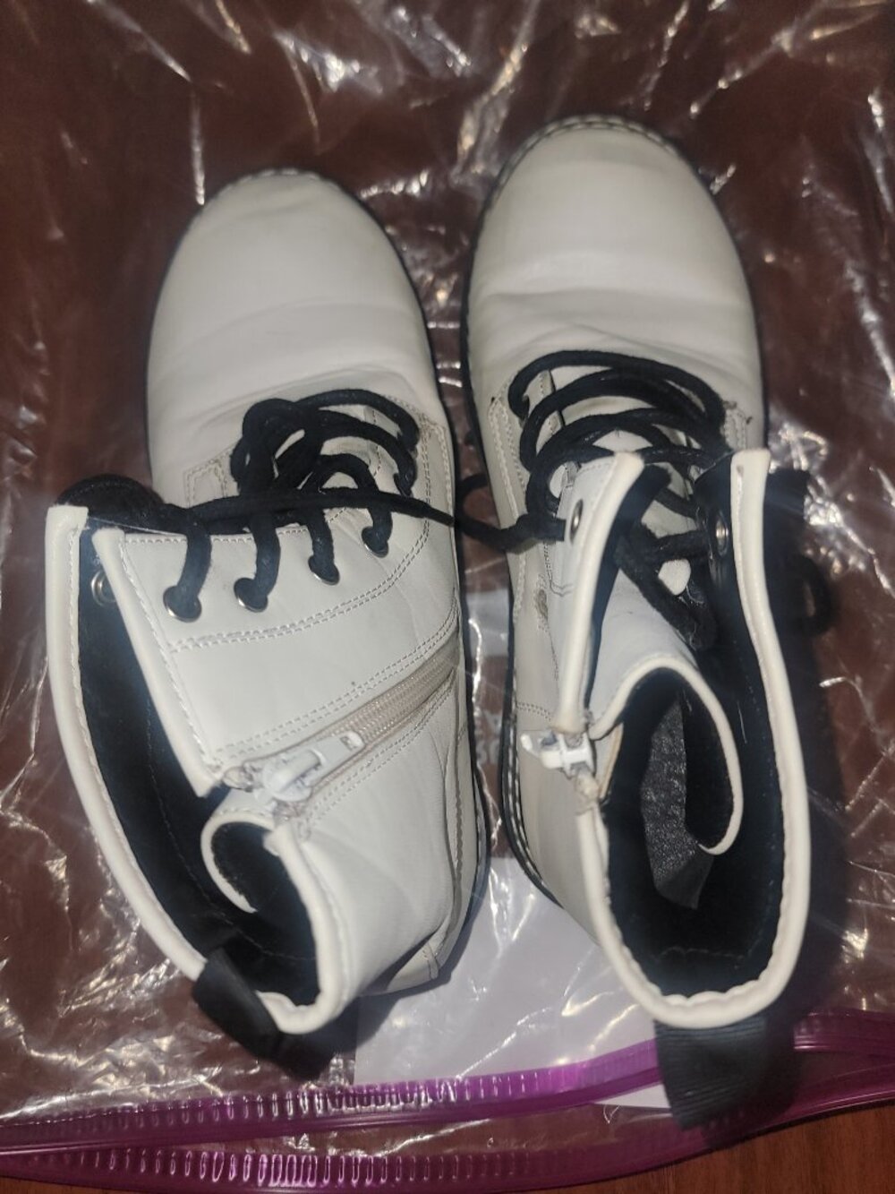 Whitw combat boots